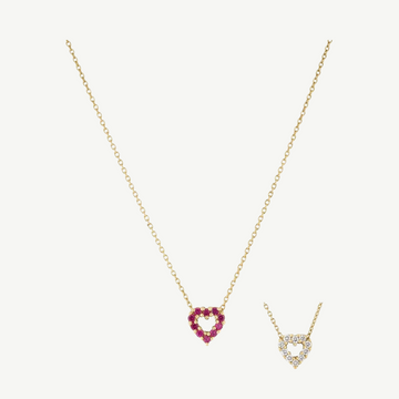 Tiny Treasures Reversible Heart Necklace with Ruby and Diamond