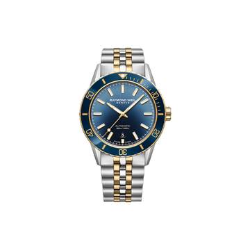 Freelancer Men's Diver Gradient Blue Dial Two-Tone Bracelet Watch