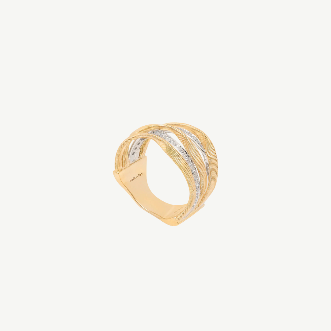 Marrakech Gold 5-Band Coil Ring With Diamonds