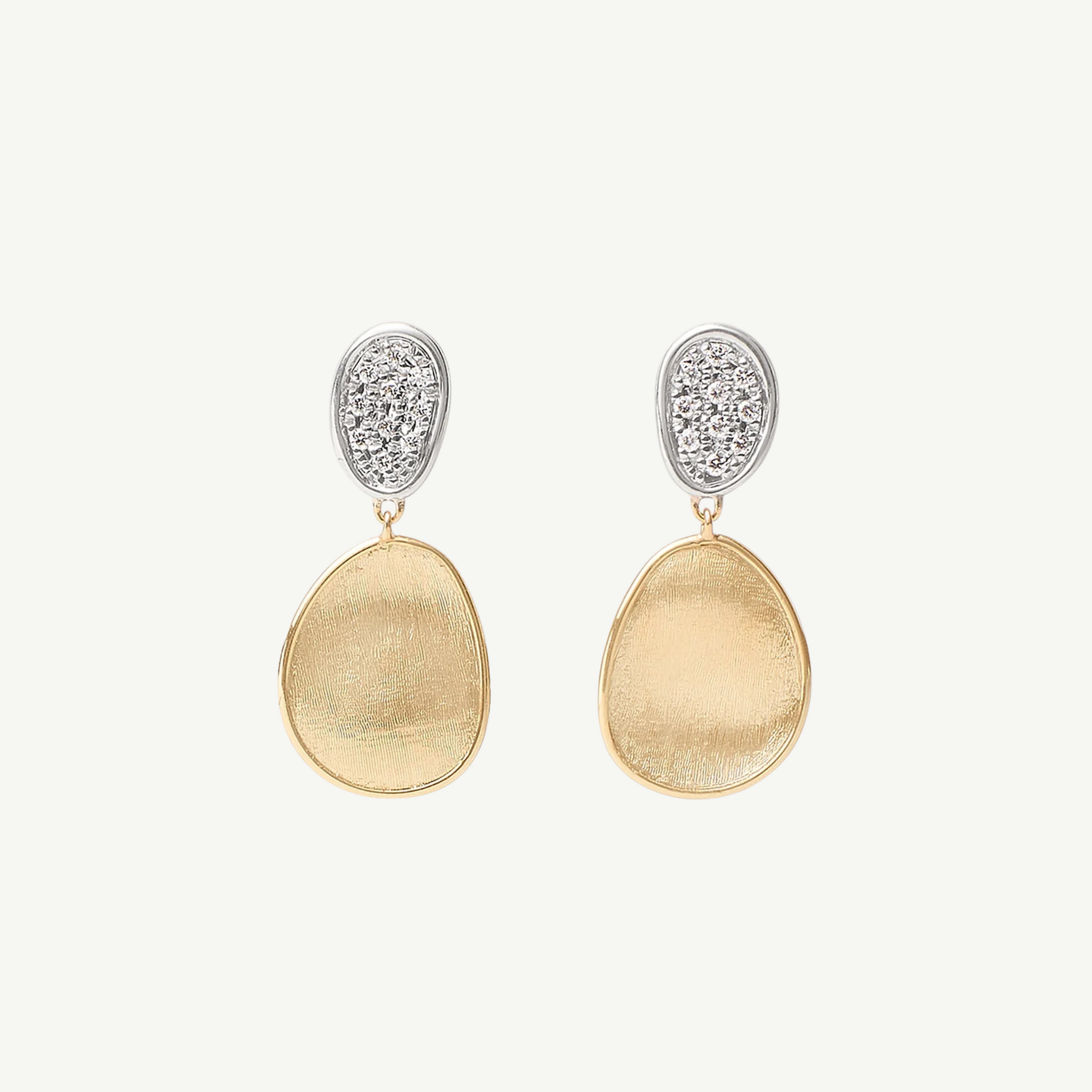 Yellow Gold Double Drop Earrings With Diamonds, Small