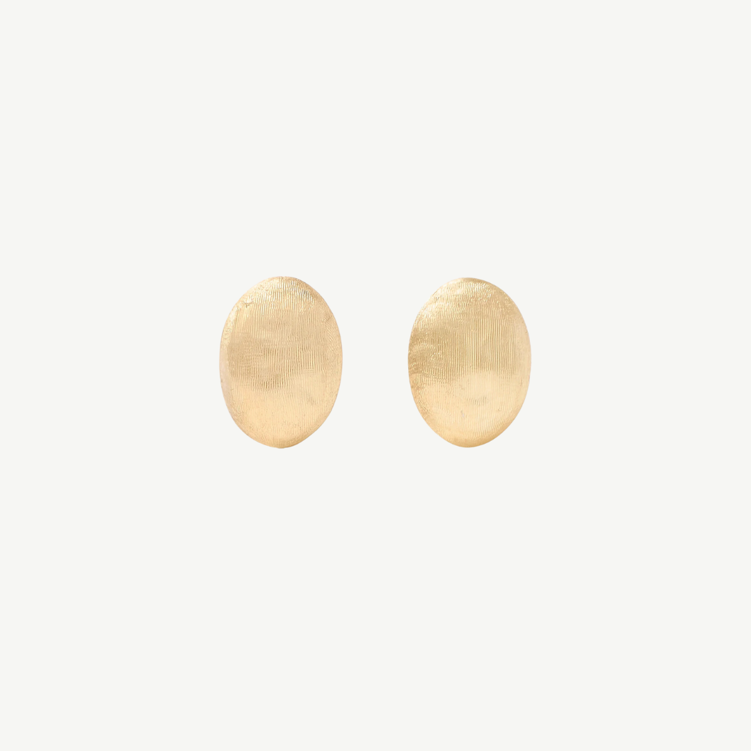 Gold Oval Stud Earrings