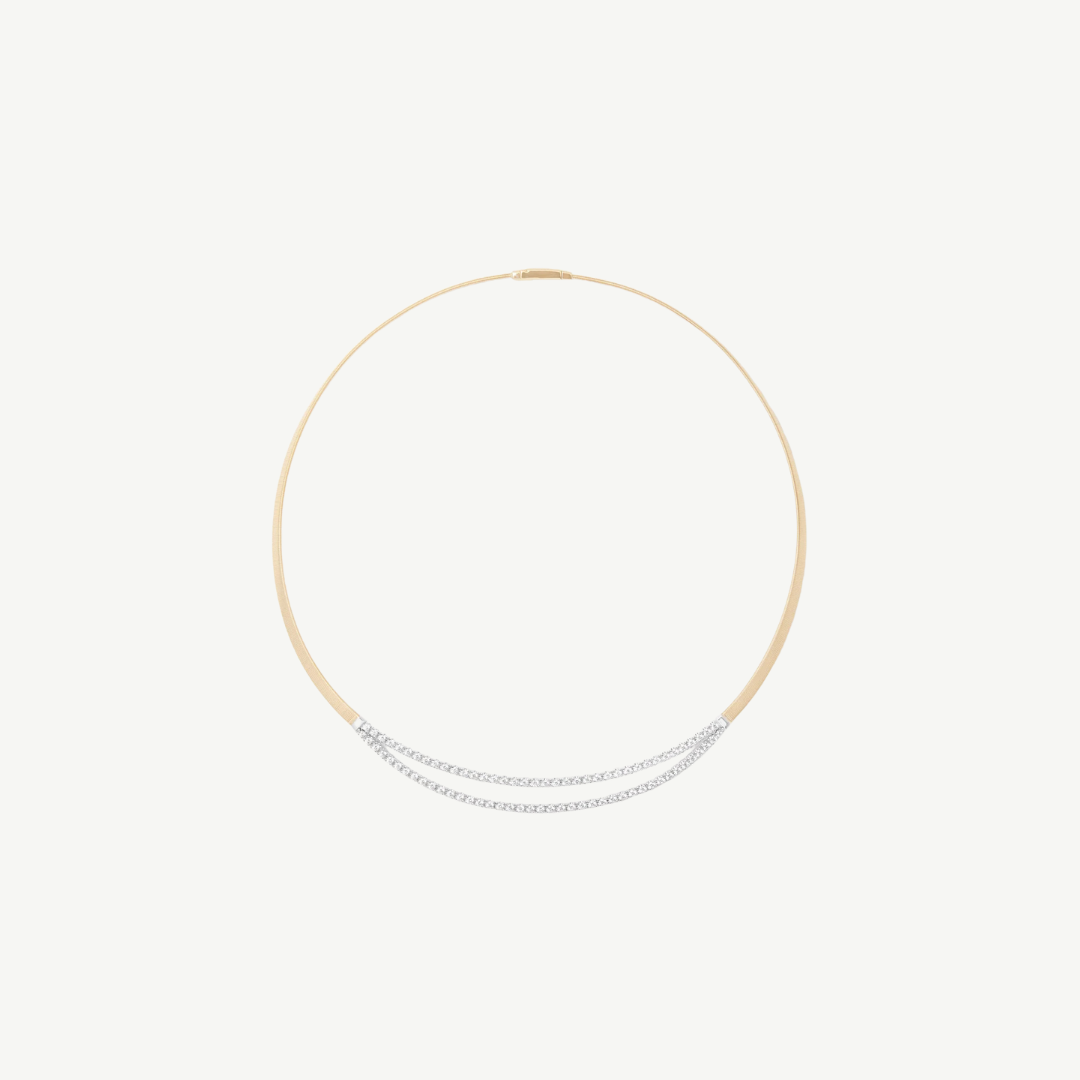 Masai Gold Coil Collar With Double Row Diamond Bar