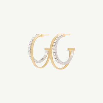 Masai Gold Double Hoop Earrings With Diamonds