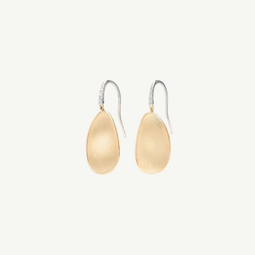 Gold Petal Drop Earrings With Diamonds, Medium