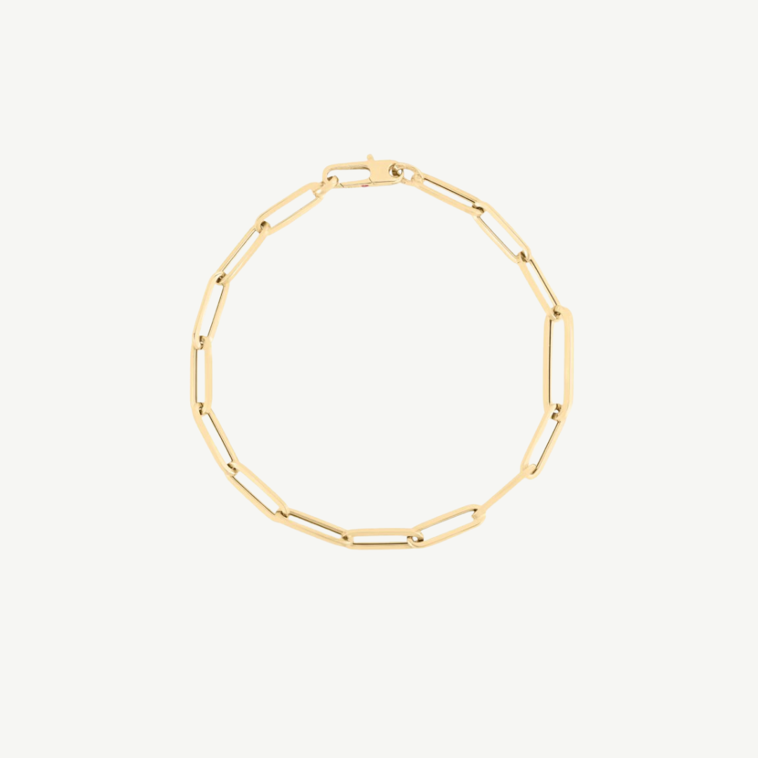 Designer Gold Alternating Size Paperclip Link Bracelet