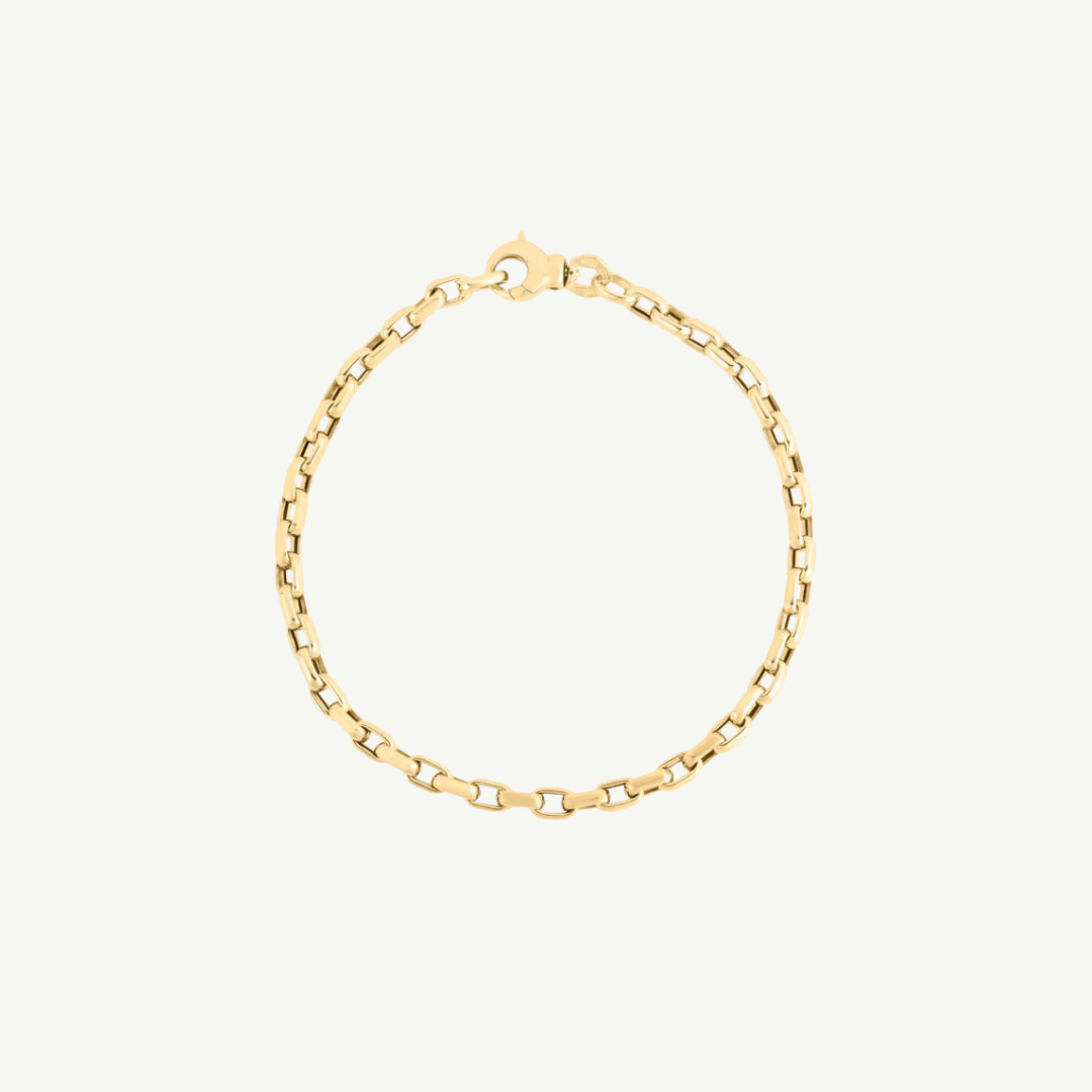 Designer Gold Fine Gauge Square Link Bracelet