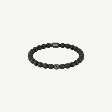 DEMEGLIO UOMO SFERA STRETCH MATTE BLACK CERAMIC BRACELET WITH 1 BLACK DIAMOND SECTION