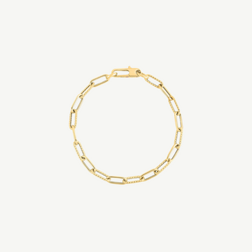 Designer Gold Alternating Polished And Fluted Paperclip Link Bracelet