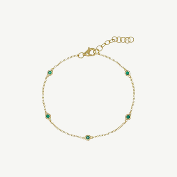 14k Yellow Gold Emerald Station Bracelet