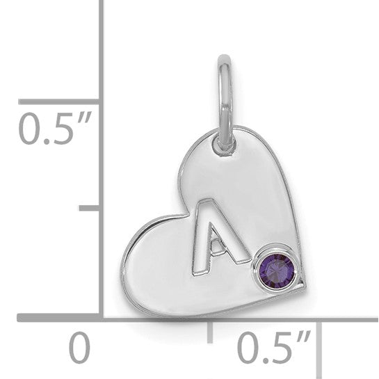 Initial Heart with Birthstone Charm