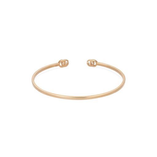 backside view of the Gucci Running Gg Bangle bracelet in rose gold