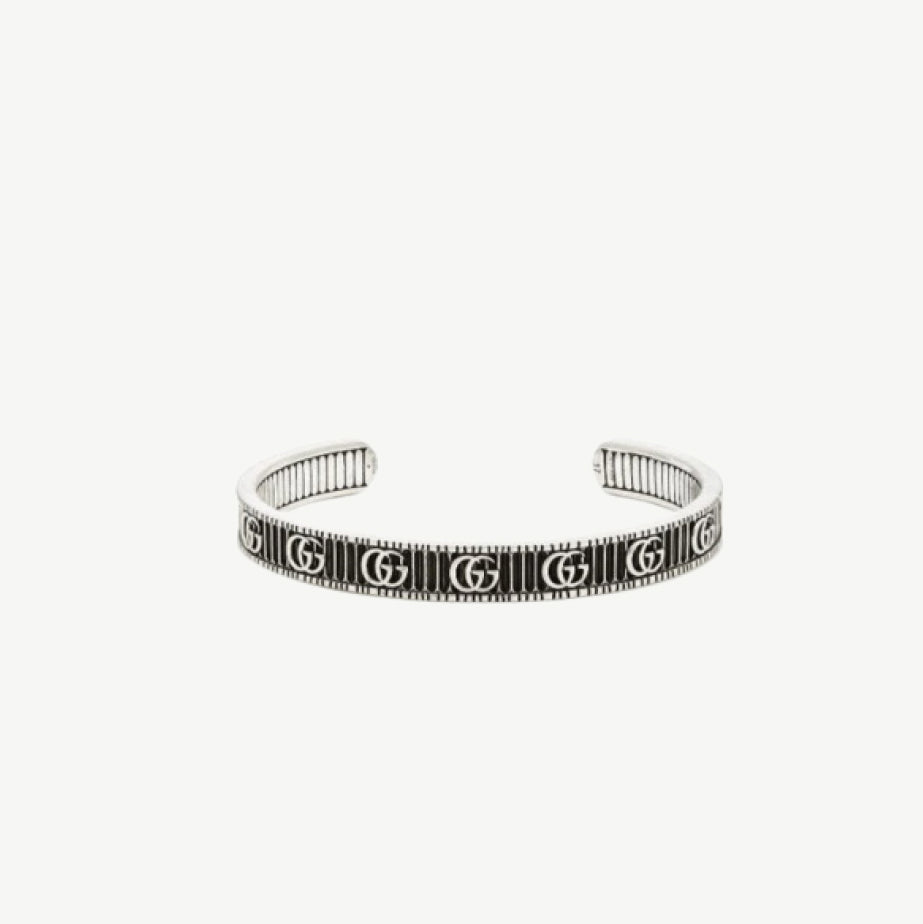 Gucci Sterling Silver Marmont Aged cuff Bracelet