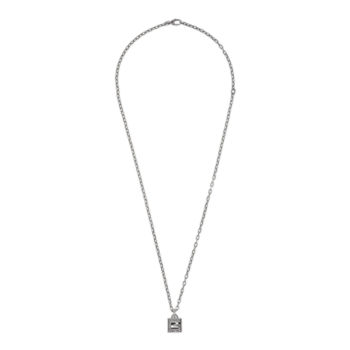 NECKLACE WITH SQUARE G CROSS IN SILVER