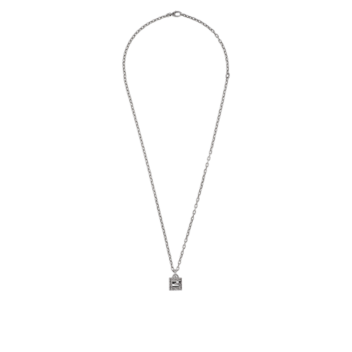 NECKLACE WITH SQUARE G CROSS IN SILVER