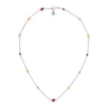 Gucci Sterling Silver Interlocking G Multi Color Enamel Necklace