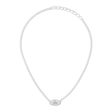 Gucci Sterling Silver Trademark Oval Tag Necklace