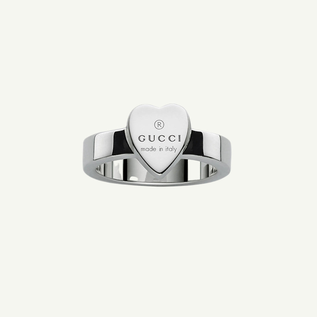 Sterling silver Gucci heart trademark ring size 6.
