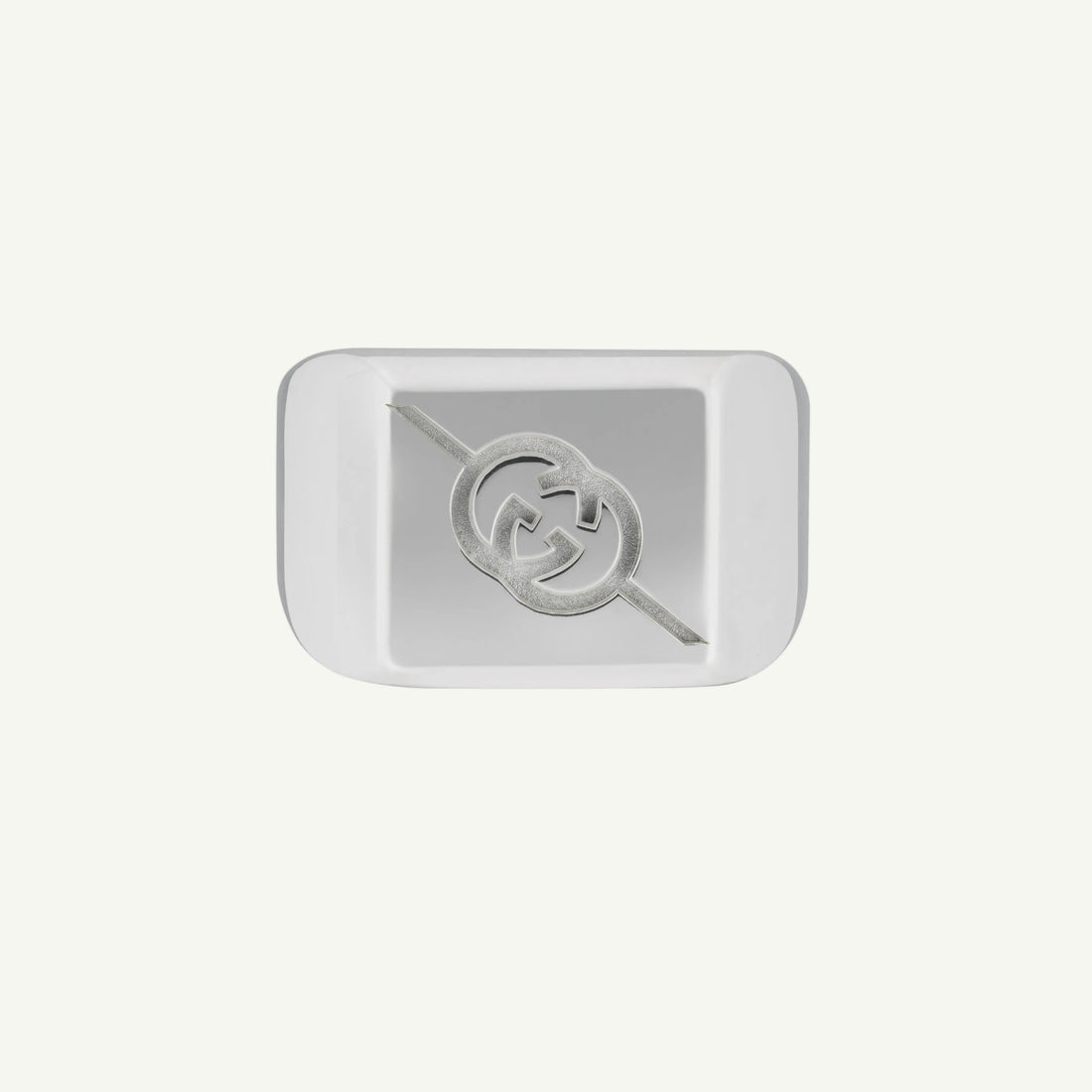 Sterling silver interlocking G chevalier tag ring 19mm.