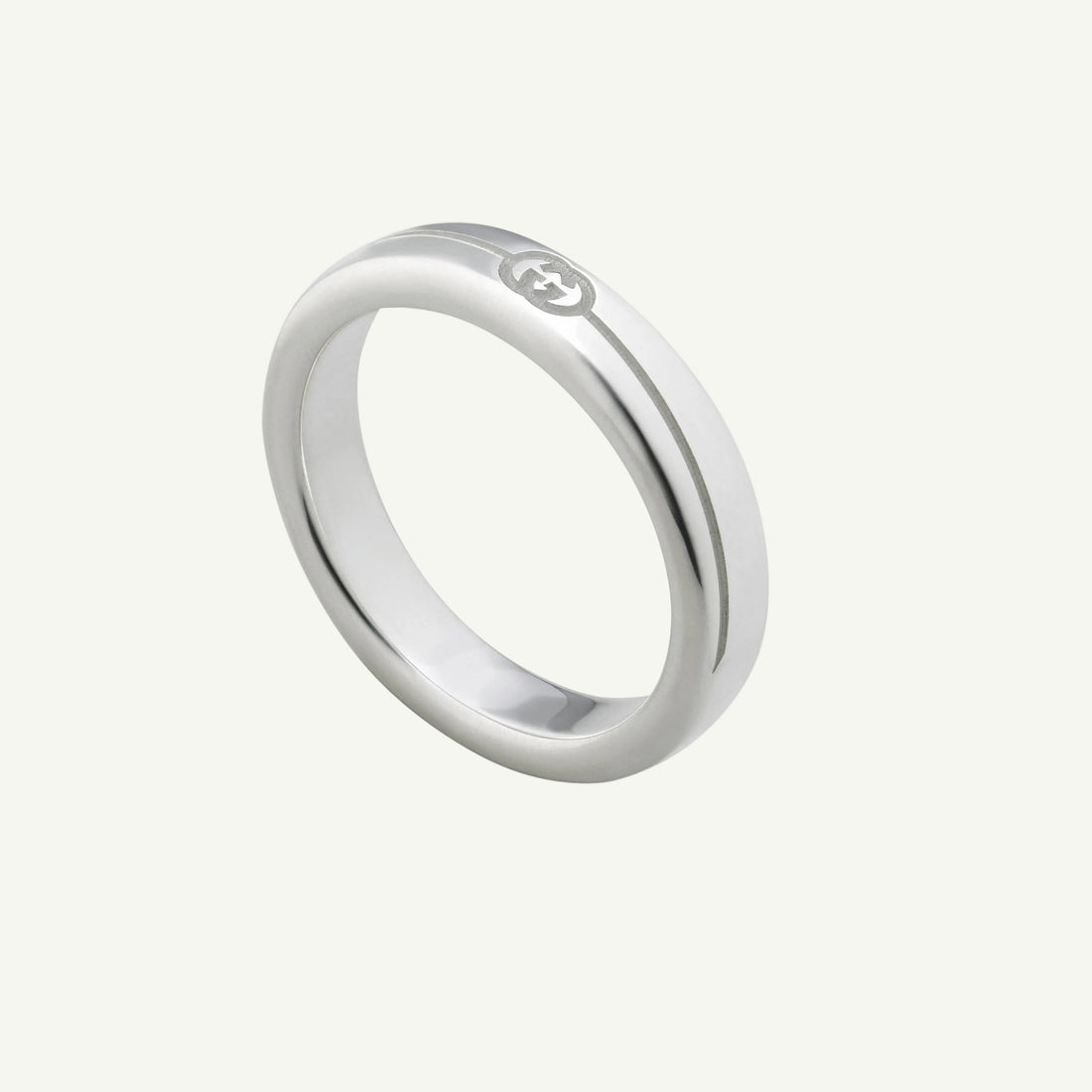 Sterling silver Gucci tag band ring 4mm.