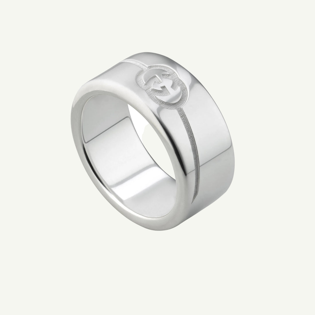 Sterling silver Gucci tag band ring 9mm.