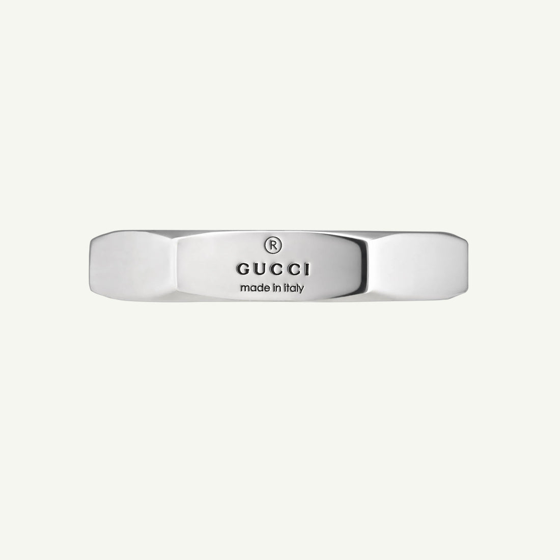 Sterling silver Gucci trademark plate band ring 5mm.