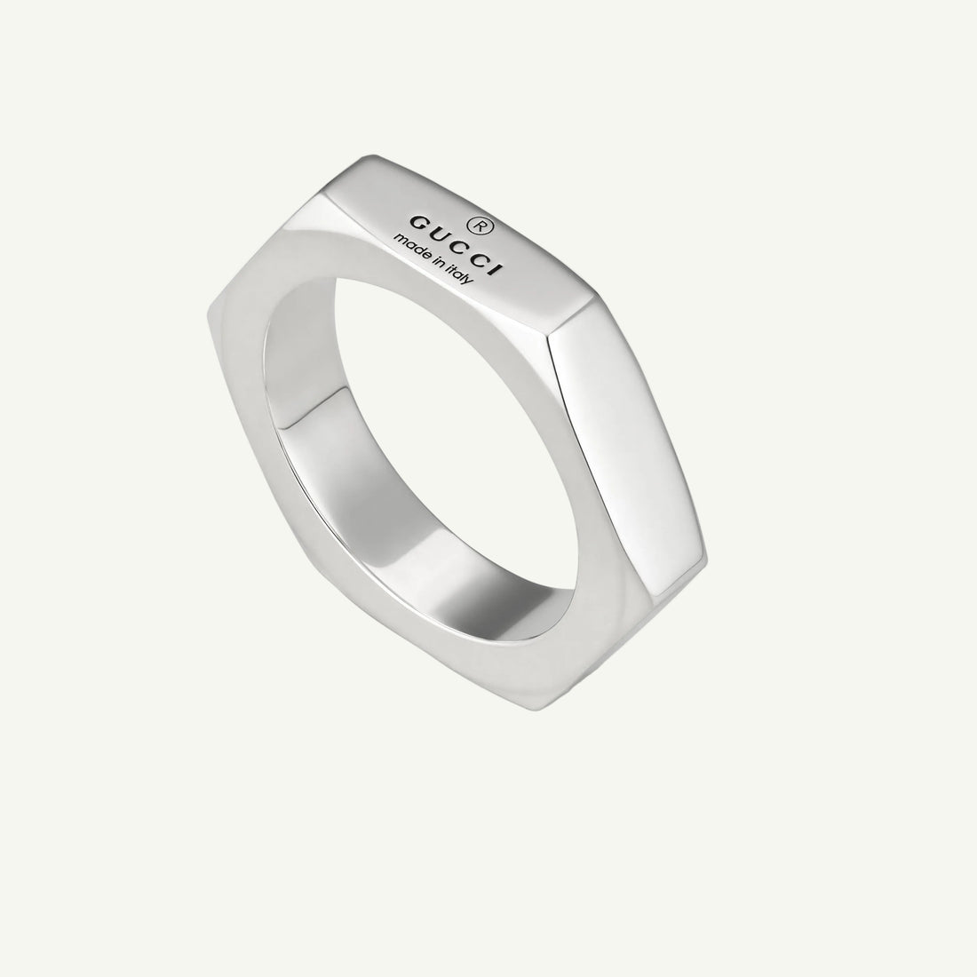 Sterling silver Gucci trademark plate band ring 5mm.