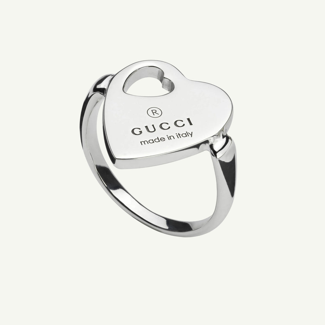 Sterling Silver Gucci Trademark Heart Ring