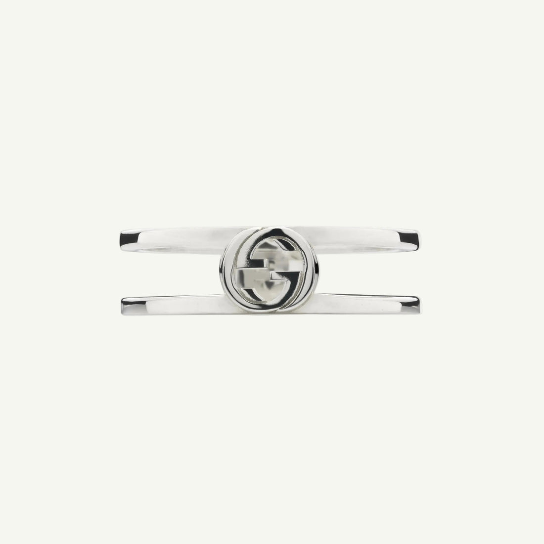 Sterling silver interlocking G open band ring 6mm.
