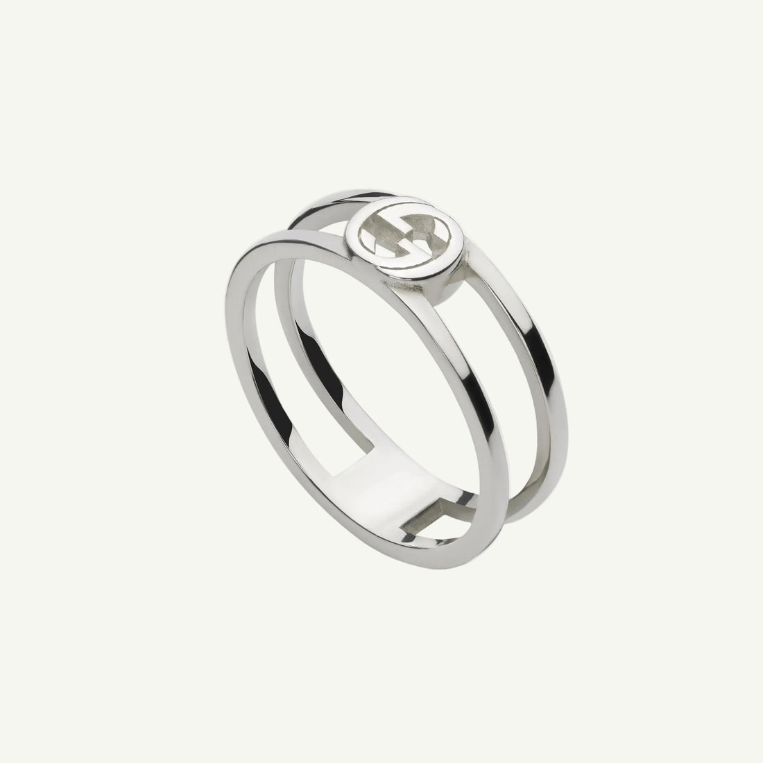 Sterling silver interlocking G open band ring 6mm.
