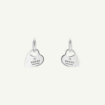 Sterling Silver Gucci Trademark Heart Cut-Out Dangle Earrings