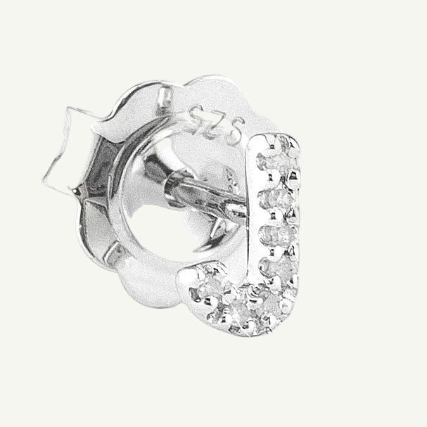 Sterling silver diamond J initial stud earrings 0.02 CTW.