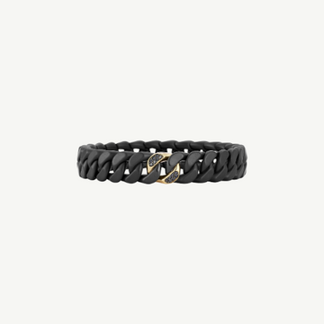 Black Ceramic Stretch Bracelet with Black Diamond