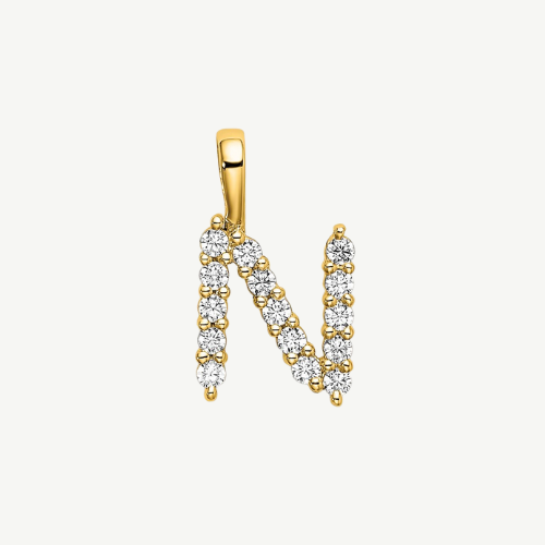 14K Lab Grown VS/SI FGH Dia Letter N Initial Pendant