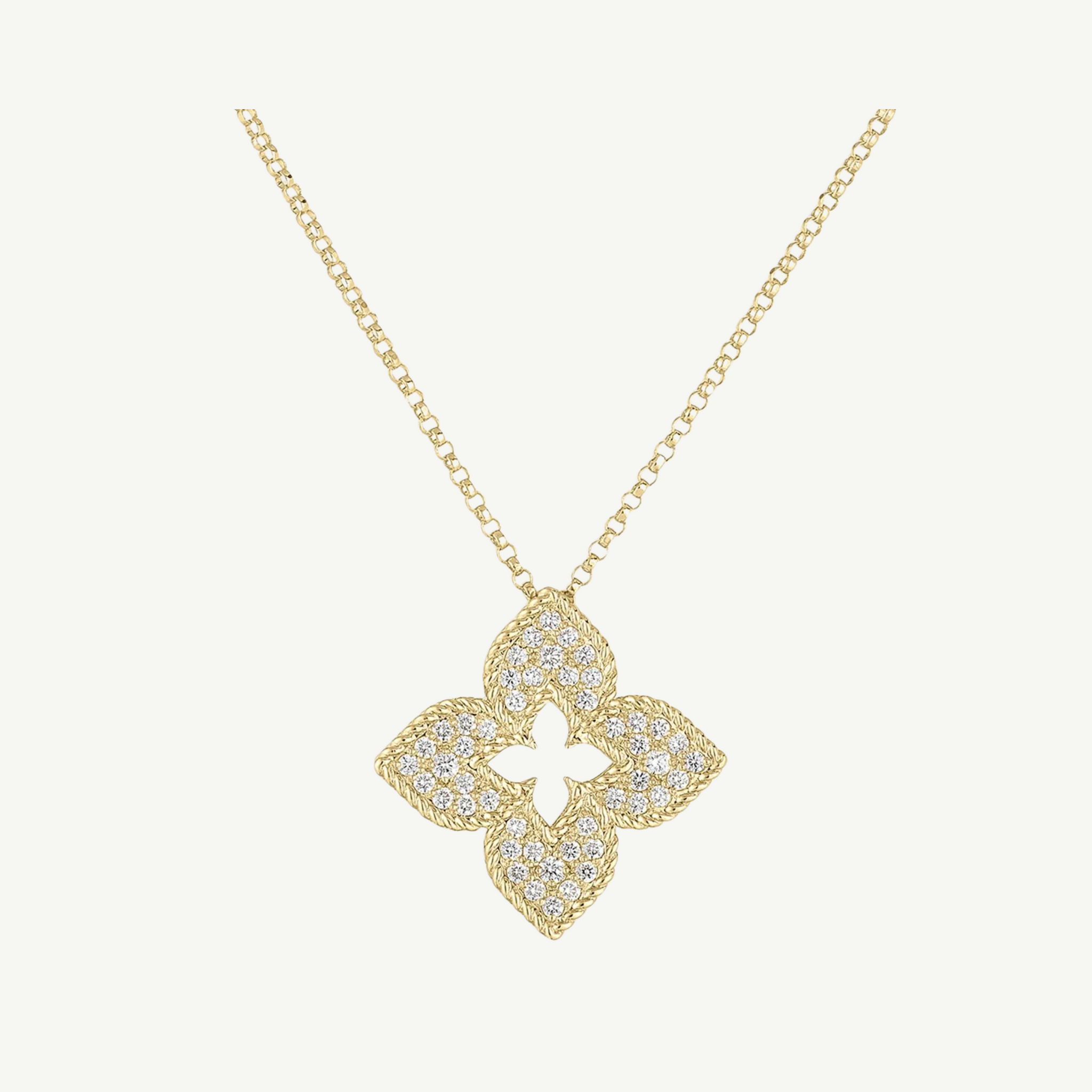 Venetian Princess Pave Diamond Flower Necklace