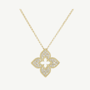 Venetian Princess Pave Diamond Flower Necklace