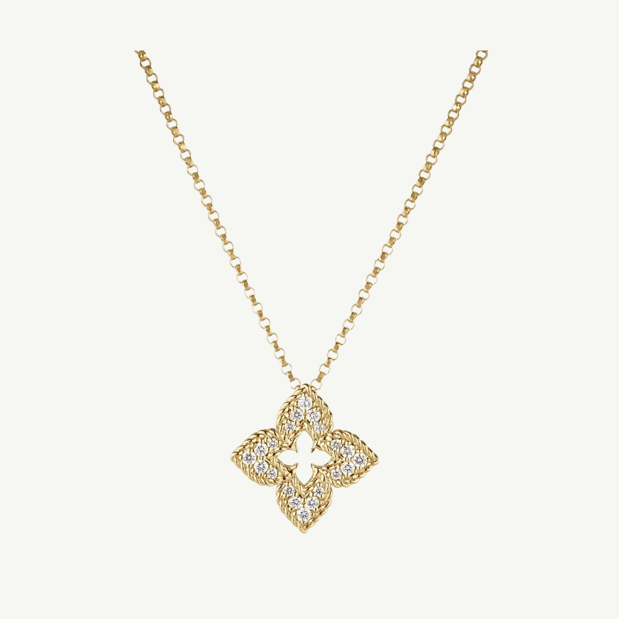 Gold Diamond Venetian Princess Necklace 18"