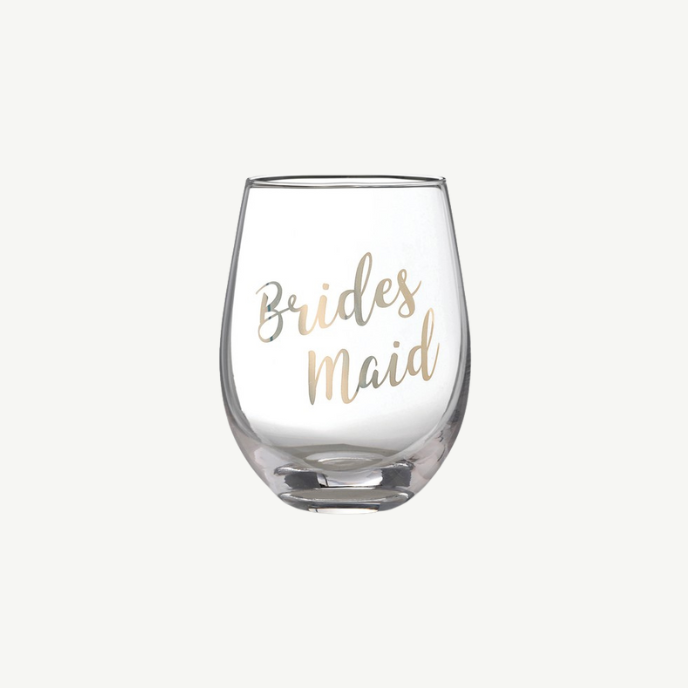 Rose Gold-tone Bridesmaids Stemless Wine Glass