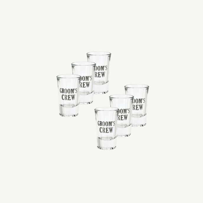 Six Groom's Crew 1.5oz Shot Glasses Set