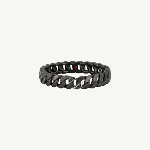 DEMEGLIO - UOMO Titanium Stretch Bracelet with Black Diamond