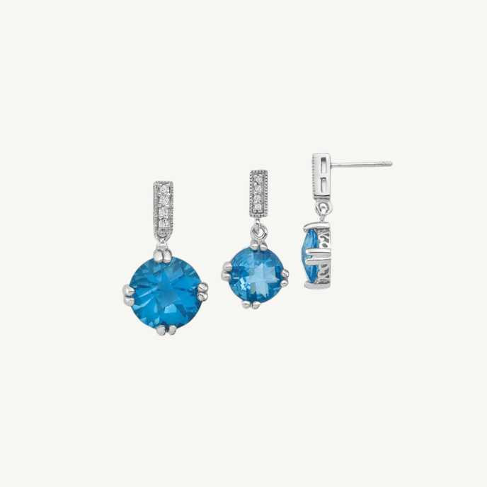 Blue and Clear Pendant and Earring Set