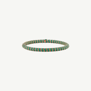 DEMEGLIO - UOMO GIO Green Rope Bracelet with Rose Gold Chain