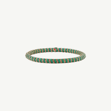 DEMEGLIO - UOMO GIO Green Nautical Rope Bracelet with Rose Gold Link Chain