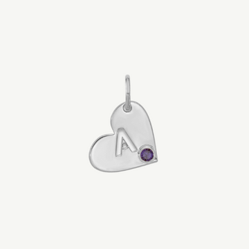 Initial Heart with Birthstone Charm