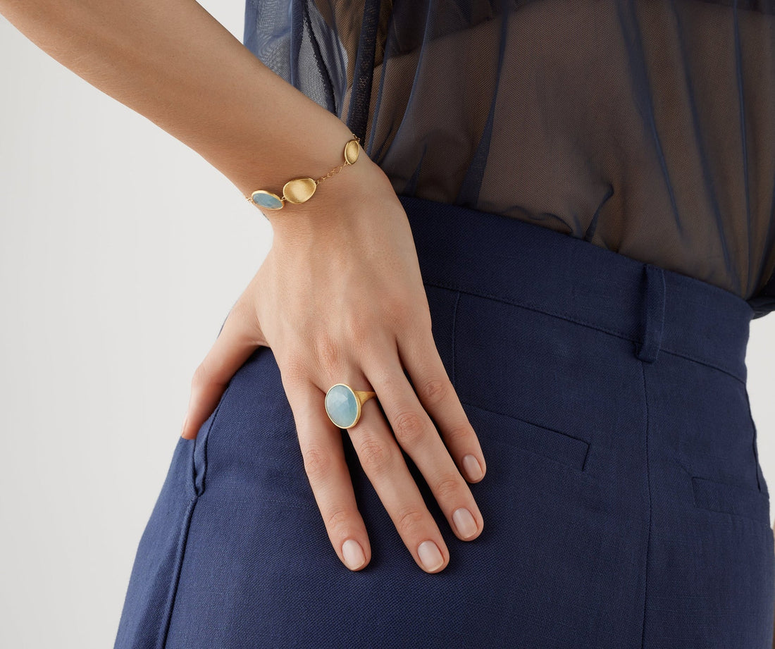 Lunaria Gold Aquamarine Cocktail Ring