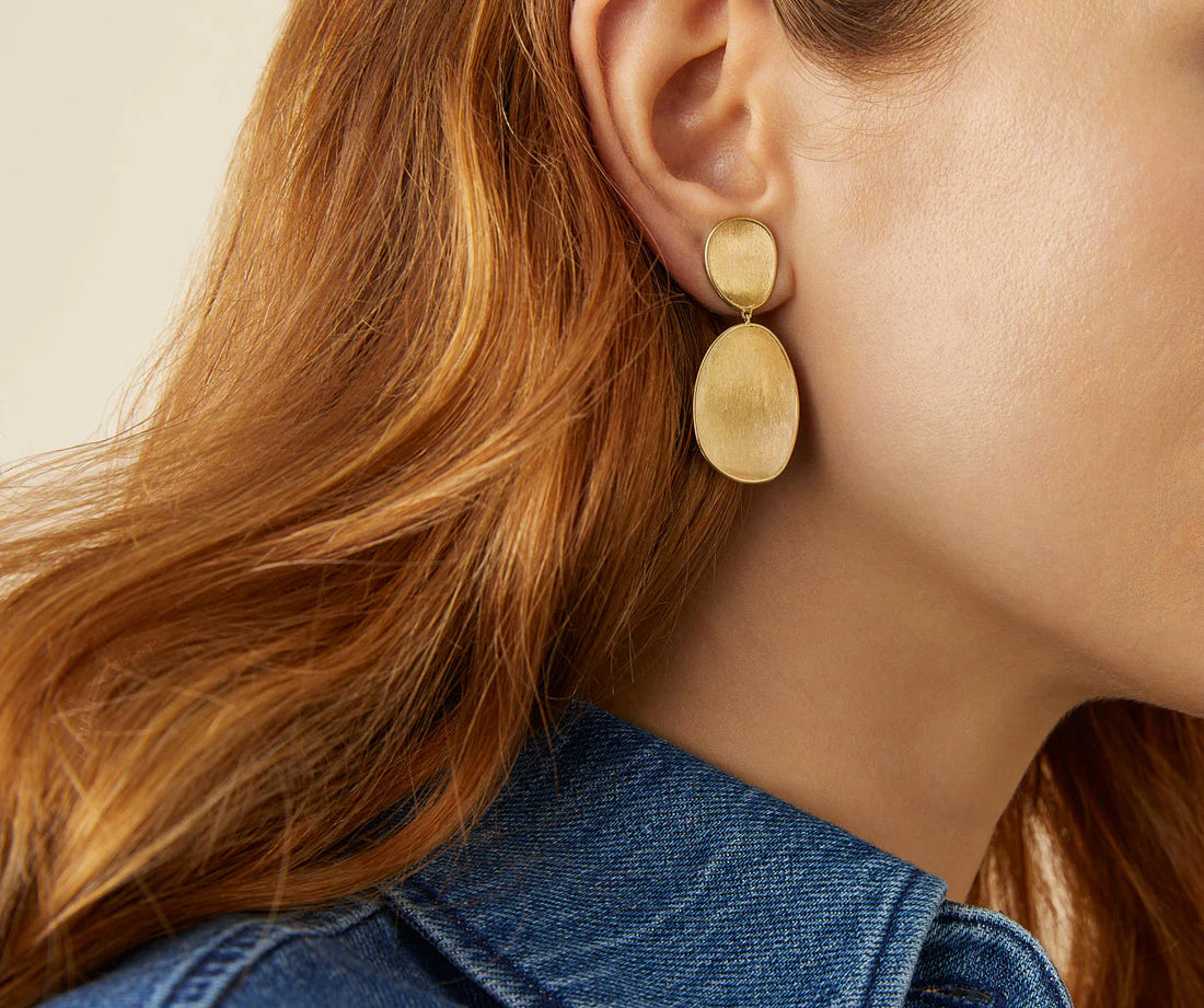 Lunaria Gold Double Drop Earrings