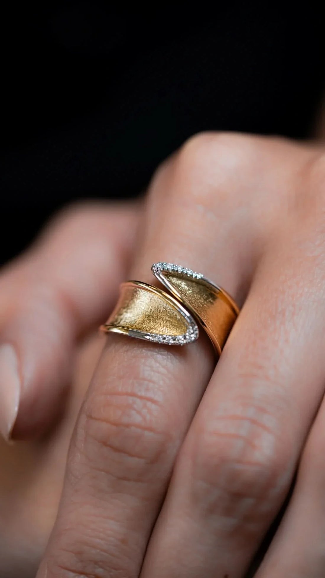 Marco Bicego 18K Yellow Gold Wrap Ring with Diamond Pavé