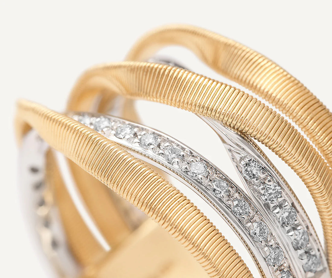 Marrakech Gold 5-Band Coil Ring With Diamonds