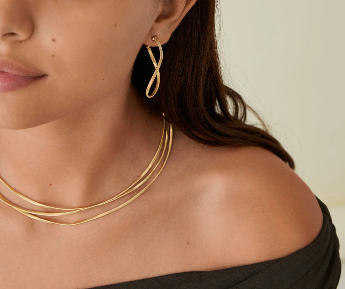 Marrakech Gold Twisted Irregular Medium Hoops