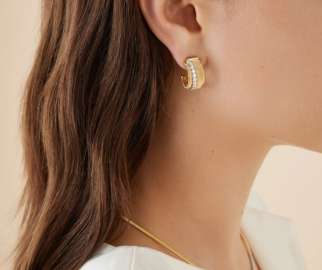 Masai Gold Coil and Diamond Huggie Earrings