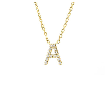 18K Yellow Gold Plated Diamond A Initial Pendant Necklace